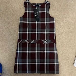 Maroon Burgundy plaid school uniform jumper NWT